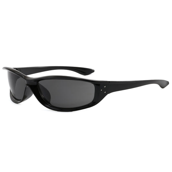Y2K Wraparound Sport Sunglasses - Black